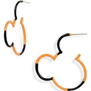 BaubleBar x Disney Black and Orange Mickey Mouse Ears Halloween Hoop Earrings🎃